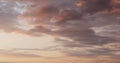 background of clouds on evening sky with bird and landing plane Royalty Free Stock Photo