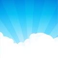 Background with cloudscape at sunny day. Cartoon landscape wallpaper with Sunshine