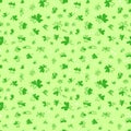 Background with clover leaves and insects. Seamless pattern with Royalty Free Stock Photo