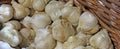 Background of cloves of garlic for sale at the greengroce Royalty Free Stock Photo