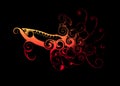 Beautiful abstract super red arowana fish or dragon fish silhouette wallpaper background