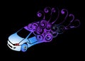 Beautiful Abstract car rally and colorful blue purple culex silhouette wallpaper