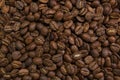 Background of coffee whole beans. A mixture of different types of coffee beans