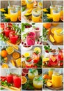 Background collage drinks. An assortment of juice drinks and smoothies