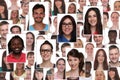 Background collage group portrait of multiracial young smiling p Royalty Free Stock Photo