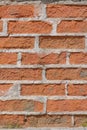 Background of collapsing brick wall, texture of the old cracked red brickwork Royalty Free Stock Photo