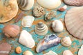 Collection of seashell and starfish