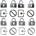 Background collection set of symbols and web icons of padlocks access and prohibition and closure