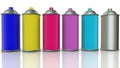 Background of colored aerosol spray paints close up Royalty Free Stock Photo