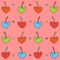 Background of colored cherry hearts