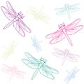 Background colored dragonflies
