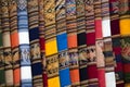 Background of colored fabrics from Bolivia ethnic market Royalty Free Stock Photo