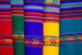 Background of colored fabrics from Bolivia ethnic market Royalty Free Stock Photo