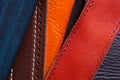Background of colored leather belts Royalty Free Stock Photo