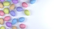 Background of colored painted Easter eggs Pastel colors