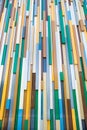 Background of colored plastic rectangles arranged vertically in perspective
