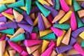 Background of colorful aroma incense cones top view