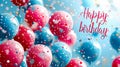 background of colorful balloons birthday party items, with text. greeting card Royalty Free Stock Photo