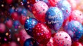 background of colorful balloons birthday party items, with text. greeting card Royalty Free Stock Photo