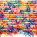 Background of colorful bricks wall, watercolor style, design