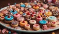 Background with colorful desserts. Colorful sweets. Delicious candies.