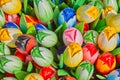 Colorful Dutch wooden tulips