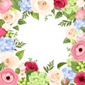 Background with colorful flowers. Vector illustration.