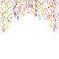 Background Colorful Hanging Streamers And Falling Confetti Horizontal