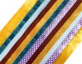 Background Of Colorful Hard And Satin Ribbons With A Pattern And
