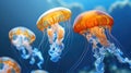 Background of colorful jellyfish