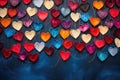 background with colorful knited hearts