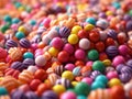 background of Colorful lollipops and different colored round candy. Top view. AI generative Royalty Free Stock Photo