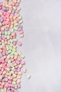 Background with Colorful Miniature Marshmallows Copy Space Vertical