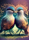 background of colorful pair of birds