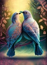 background of colorful pair of birds