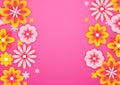 Background with colorful paper flowers, spring postcard, vector illustration Royalty Free Stock Photo