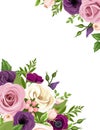 Background with colorful roses and lisianthus flowers. Vector illustration. Royalty Free Stock Photo