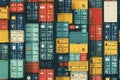 Background with Colorful Shipping Containers Stacked at Commercial Dock Royalty Free Stock Photo