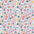 Background with colorful shopping icons, retail. Royalty Free Stock Photo