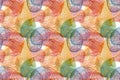 Background from colorful skeletonized leaves. AI generated