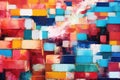 background with colorful stack of container in industrial port Royalty Free Stock Photo