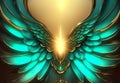 Angelic abstract motif in emerald and gold color. Royalty Free Stock Photo