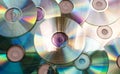 Background of compact discs. Vintage Technology from the 90s Royalty Free Stock Photo