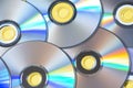 Background of compact disks and DVDs Royalty Free Stock Photo