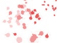 Composition of red spots and blots on a white background.