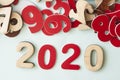 2020 background .The concept of the new 2020. New year with numbers 2020 on colorful background. Christmas card, congratulat