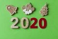 2020 background .The concept of the new 2020. New year with numbers 2020 on colorful background. Christmas card, congratulat