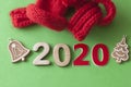 2020 background .The concept of the new 2020. New year with numbers 2020 on colorful background. Christmas card, congratulat