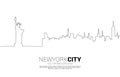 Statue of Liberty and city background from single line. Royalty Free Stock Photo