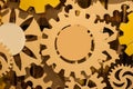 Background consisting of bright gears and arrows concept motion